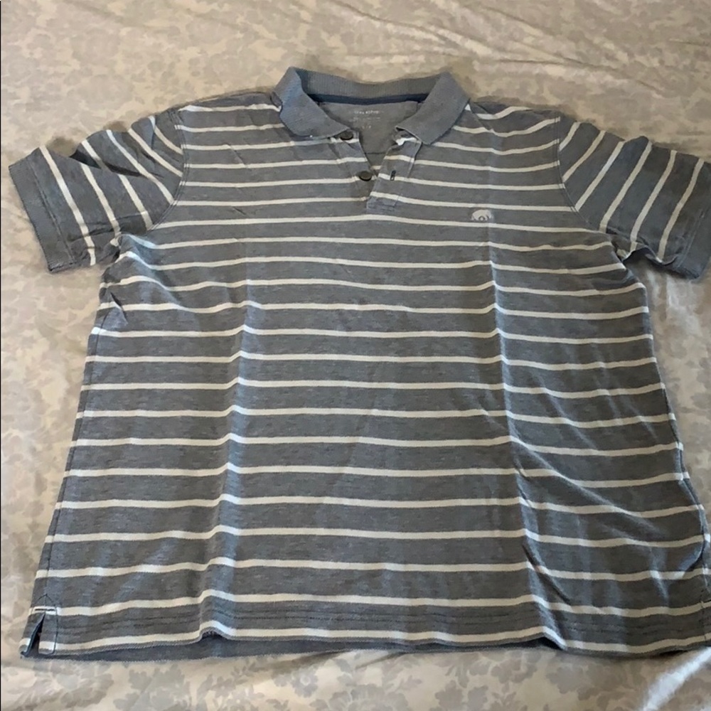 Gray and white banana republic polo